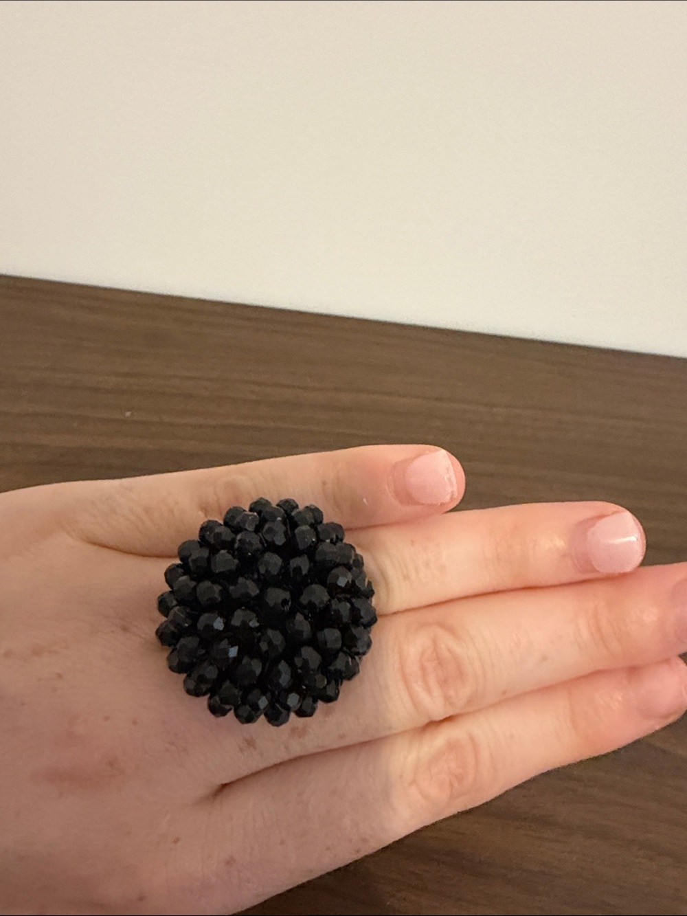 Black Cluster Bead Statement Ring - Women Jewelry